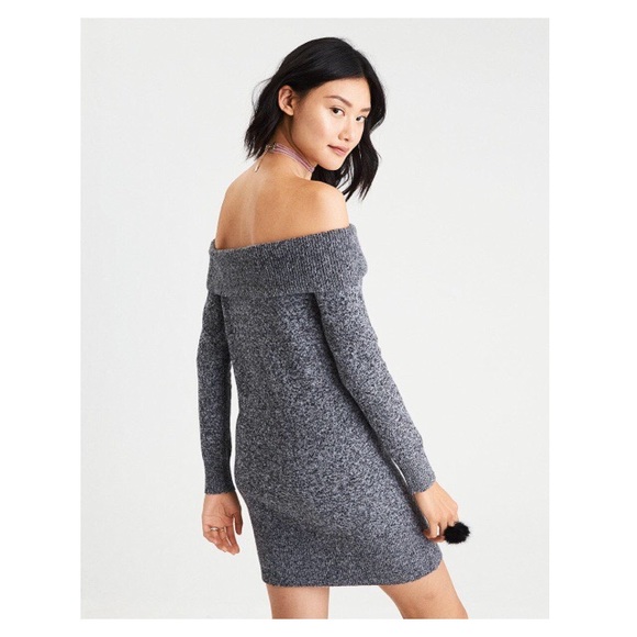 American Eagle Gray Off The Shoulder Sweater Dress - Picture 2 of 10